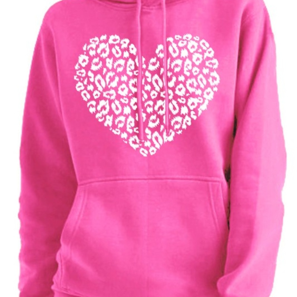 Cheetah Heart Printed Hoodie- assorted colors